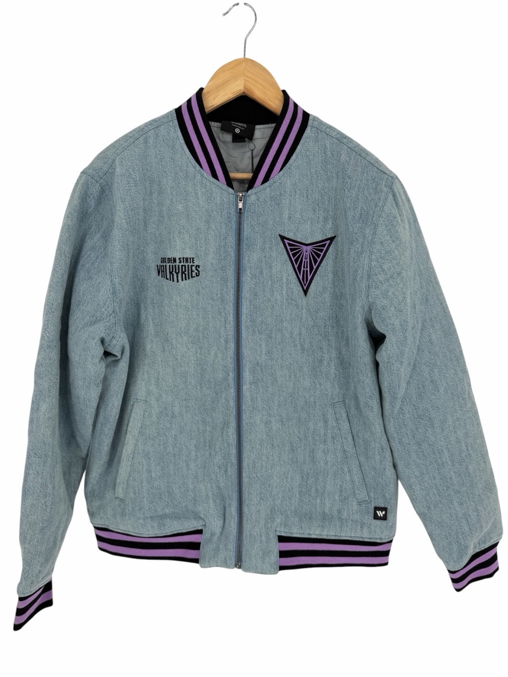 Golden State Valkyries WNBA Denim Bomber Jacket Blue Unisex - Size M